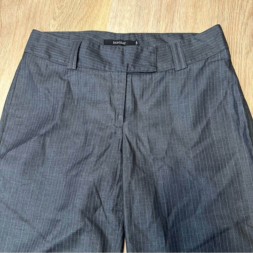 Expozay Charcoal Pinstripe Gray Straight-Leg Trousers - Picture 4 of 6